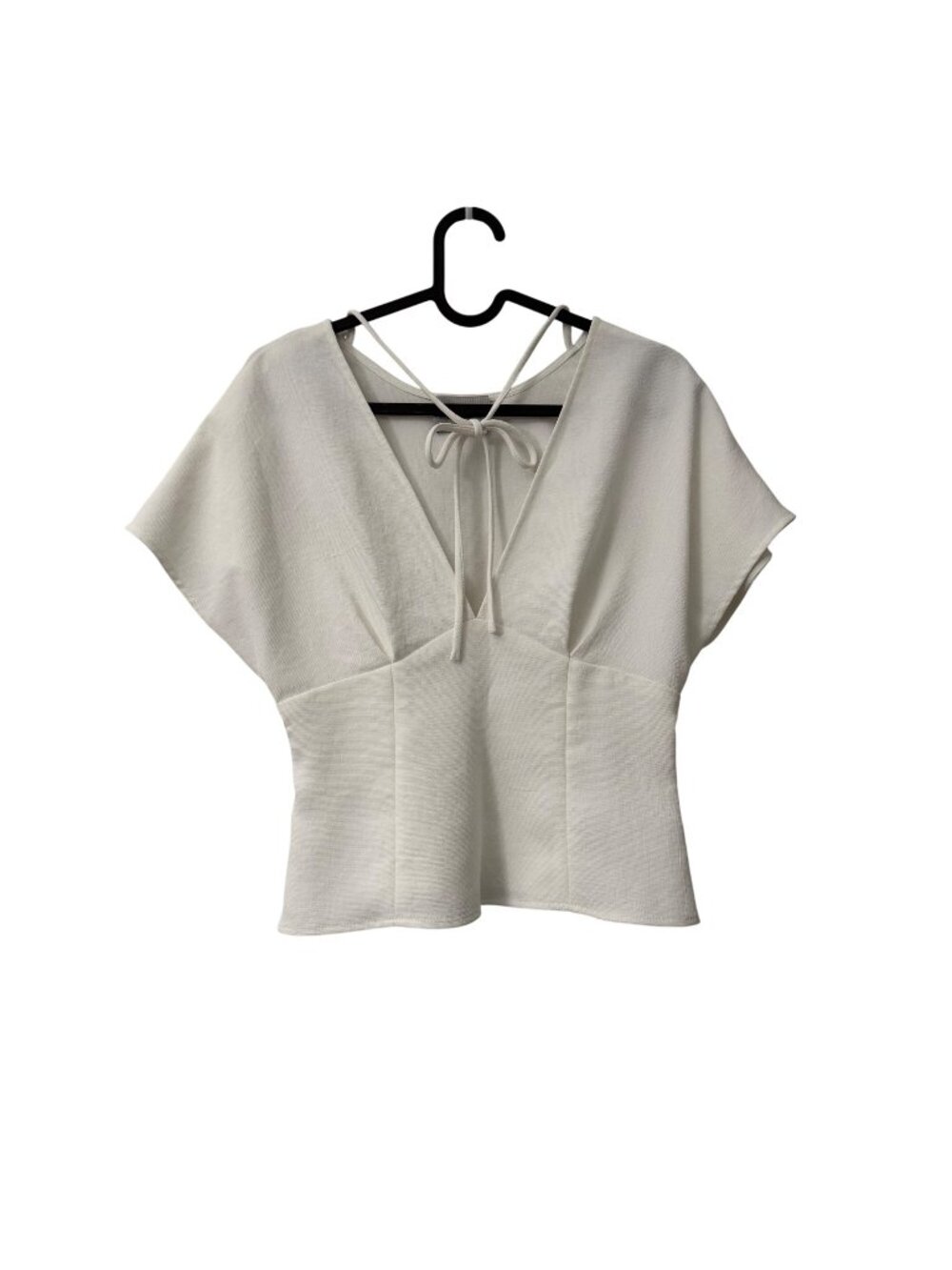 Rachel Comey White Vneck Tie Front Short Sleeve Fit Flare Blouse Womens 0